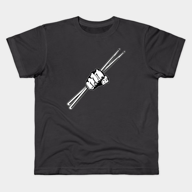 Drum Sticks Fist Punch Kids T-Shirt by hobrath